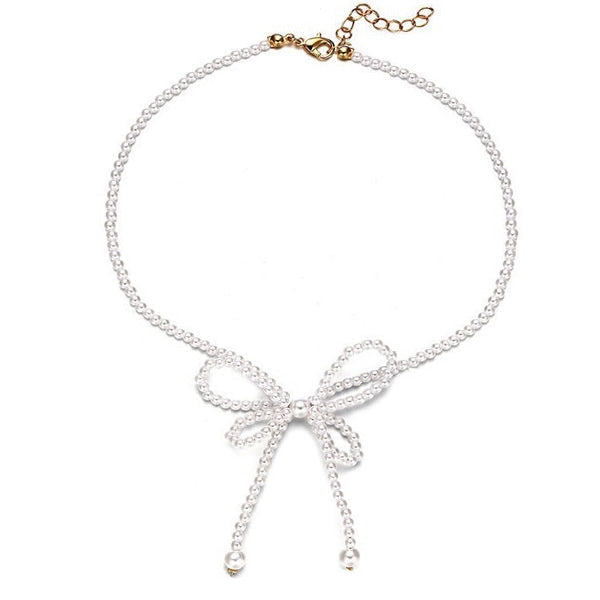 bow pearl choker boogzel clothing