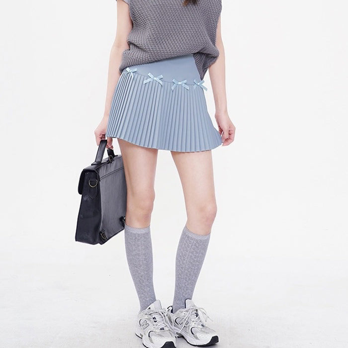 bows pleated mini skirt boogzel clothing