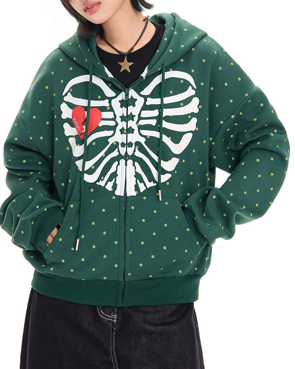 broken heart skeleton zip up hoodie boogzel clothing