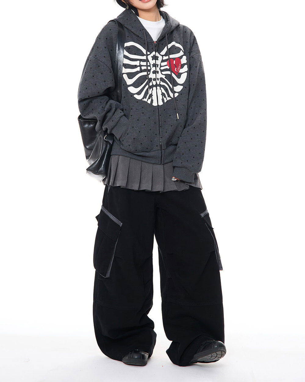 broken heart skeleton zip up hoodie boogzel clothing