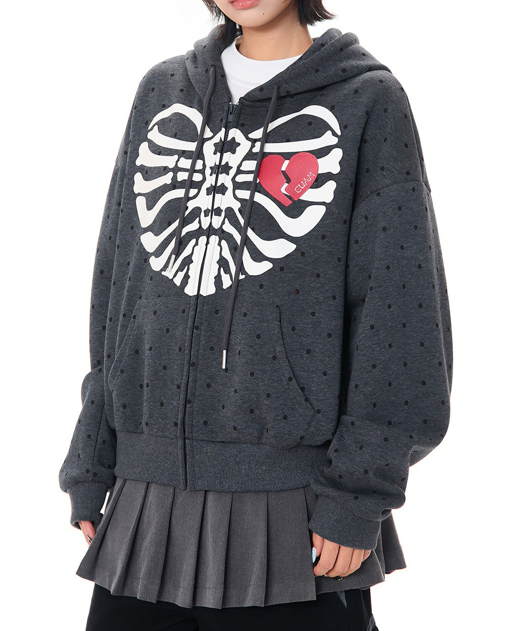 broken heart skeleton zip up hoodie boogzel clothing