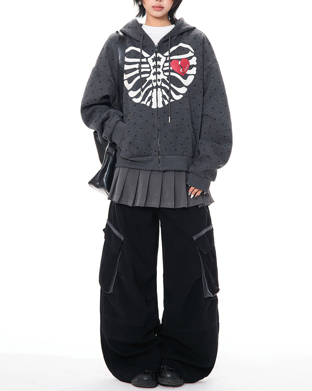 broken heart skeleton zip up hoodie boogzel clothing