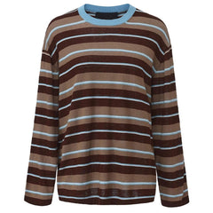 brown blue stripes sweater boogzel clothing