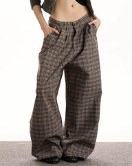 brown plaid wide leg pants boogzel clothing
