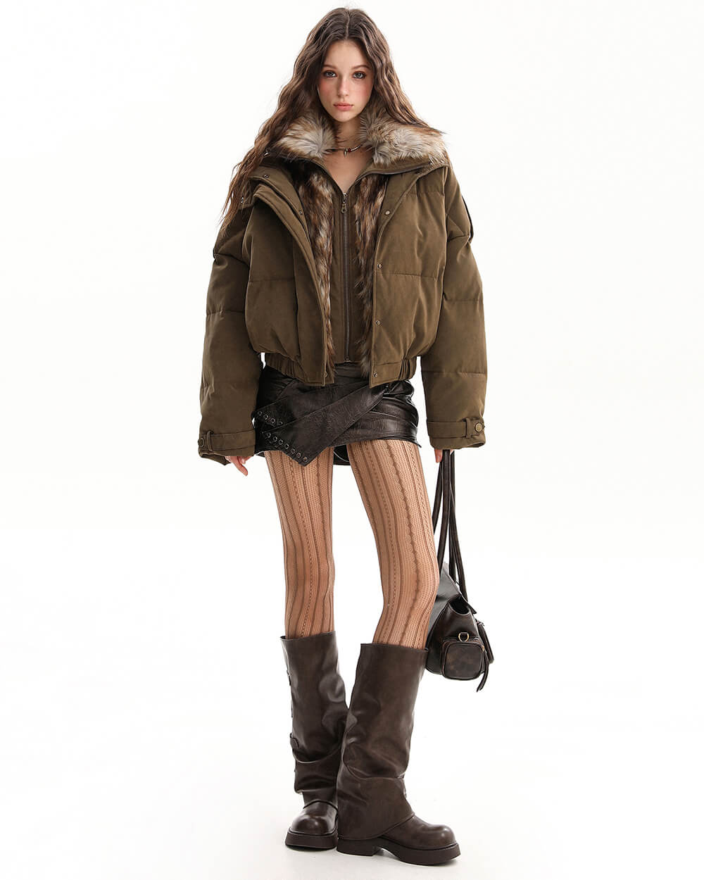 brown puffer jacket boogzel clothing