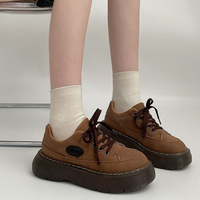 Brown Aesthetic Platform Oxfords