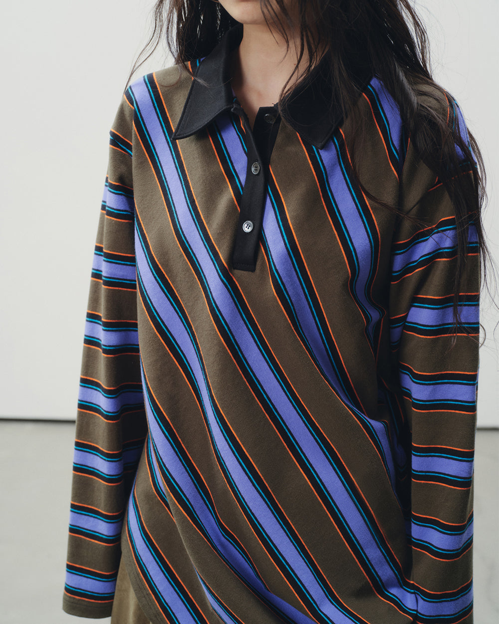 brown blue stripe rugby polo boogzel clothing