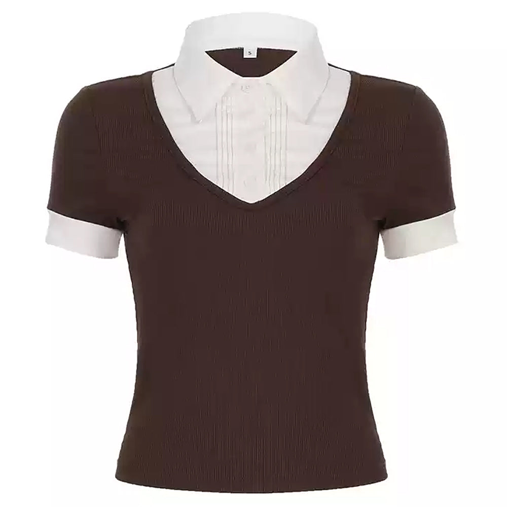 brown layered collar shirt boogzel clothing