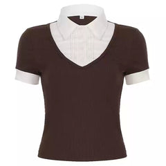 brown layered collar shirt boogzel clothing