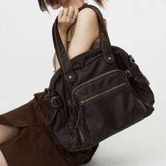 brown multi pocket shoulder bag boogzel clothing