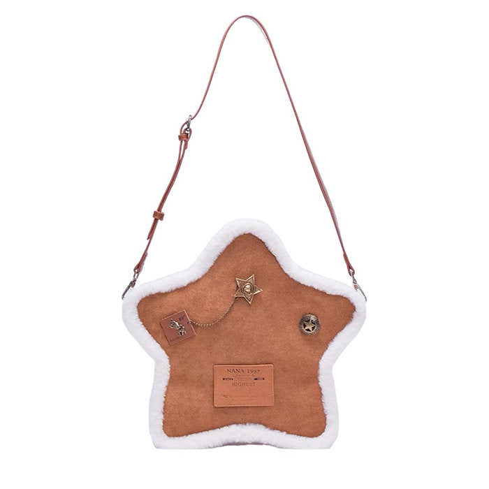 brown sheepskin star backpack boogzel clothing