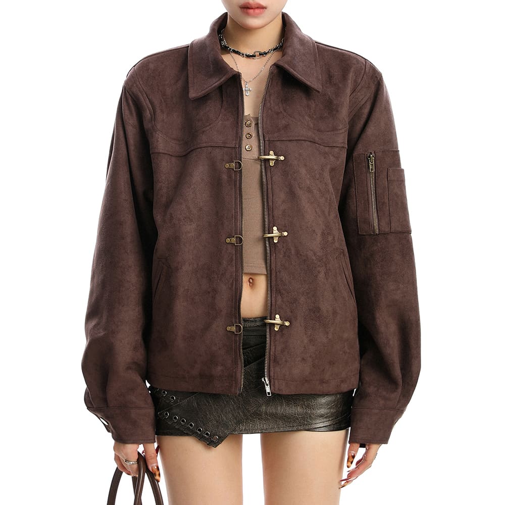 brown suede jacket boogzel clothing