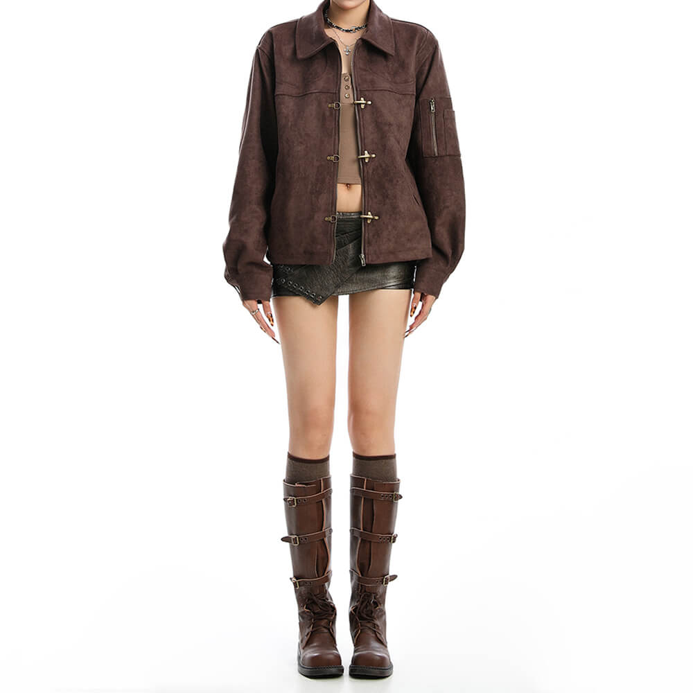 brown suede jacket boogzel clothing