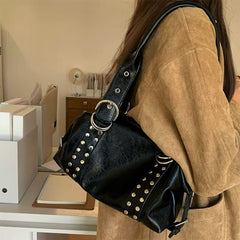 buckle studded y2k shoulder bag boogzel clothing