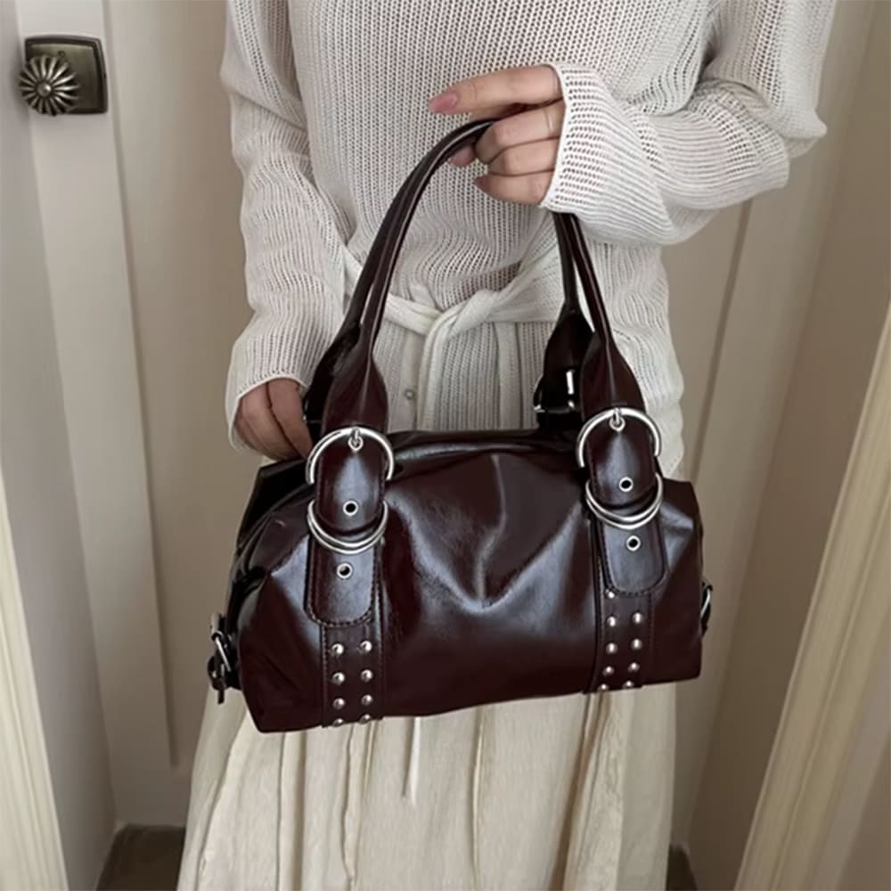 buckle studded y2k shoulder bag boogzel clothing