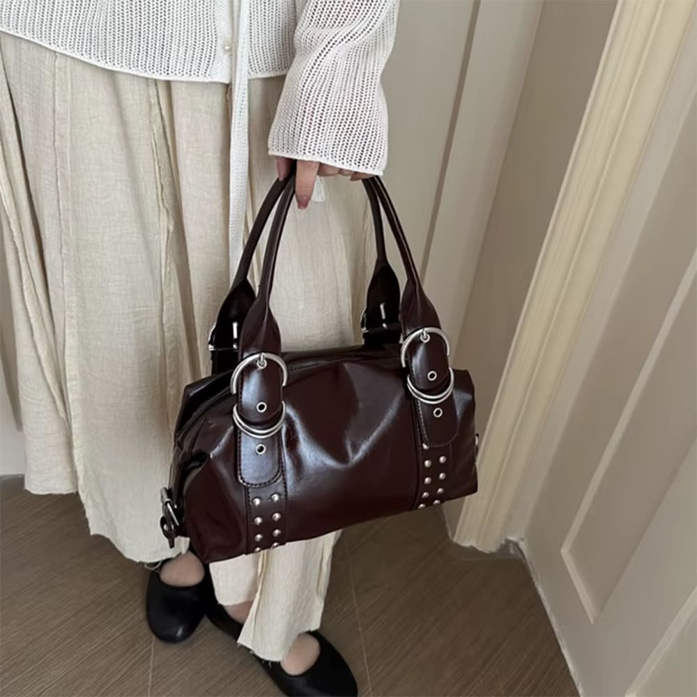 buckle studded y2k shoulder bag boogzel clothing