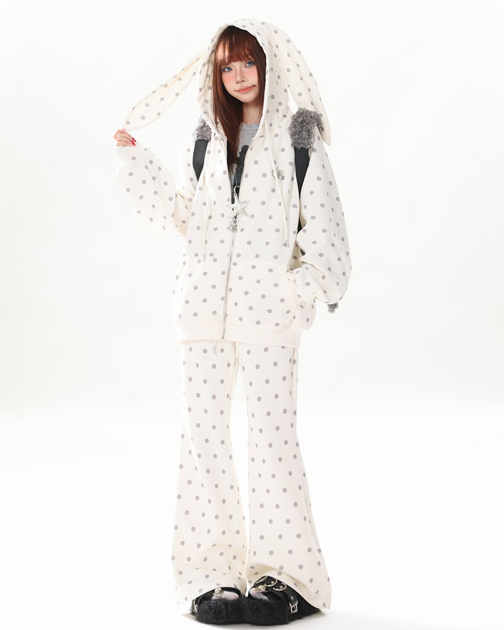 bunny polka dot hoodie pants co ord boogzel clothing