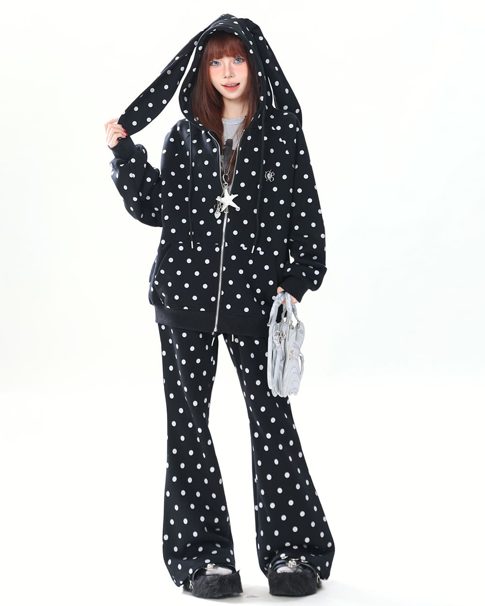 bunny polka dot hoodie pants co ord boogzel clothing
