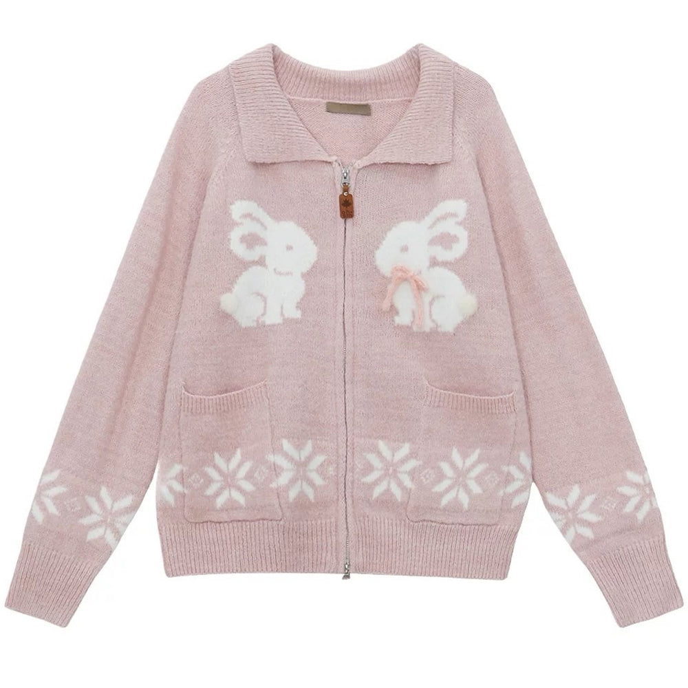 bunny zip up cardigan boogzel clothing