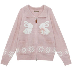 bunny zip up cardigan boogzel clothing