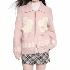 bunny zip up cardigan boogzel clothing