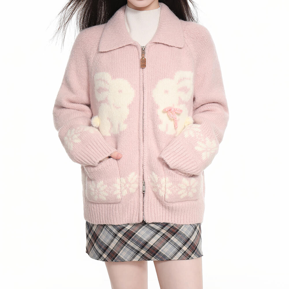 bunny zip up cardigan boogzel clothing