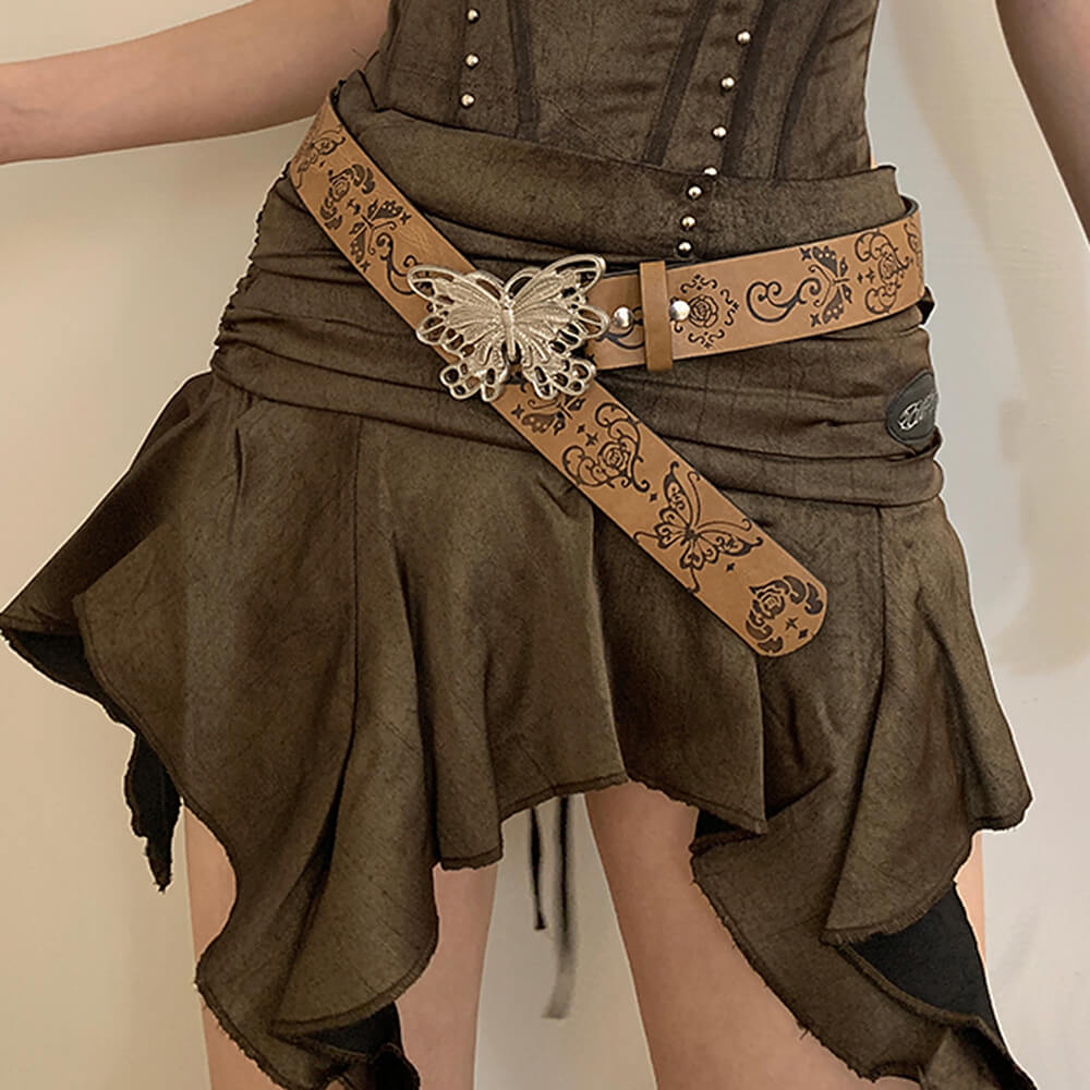 butterfly buckle brown belt boogzel clothing