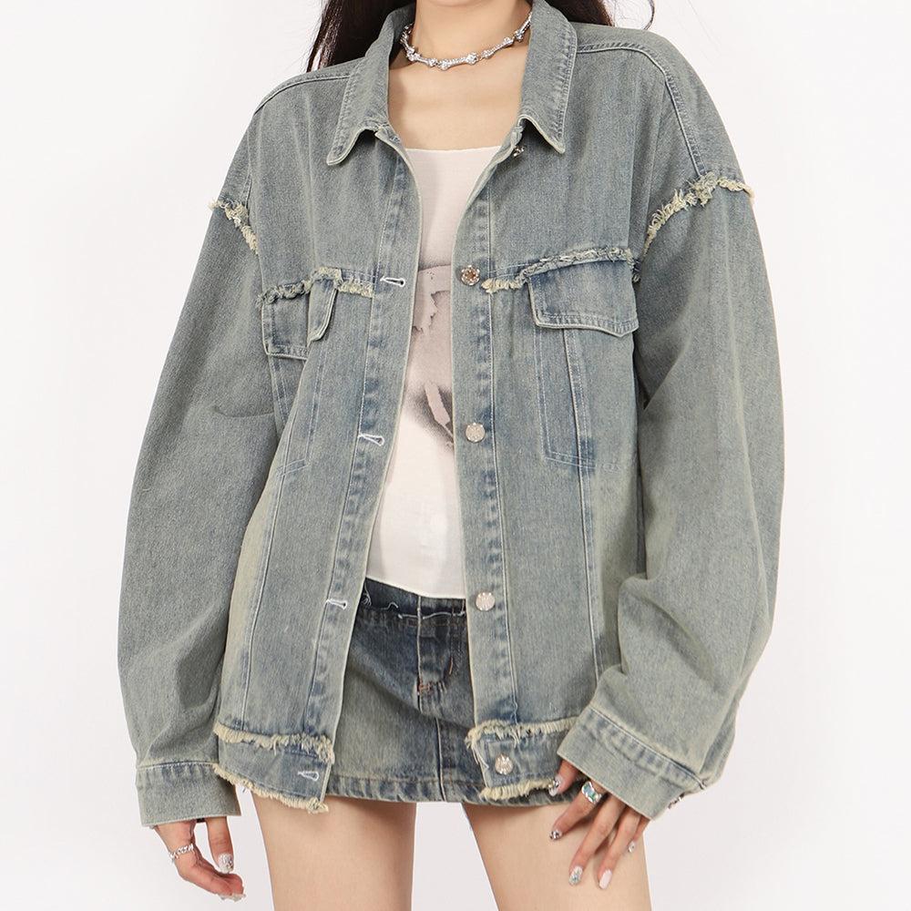 butterfly patch y2k denim jacket boogzel clothing
