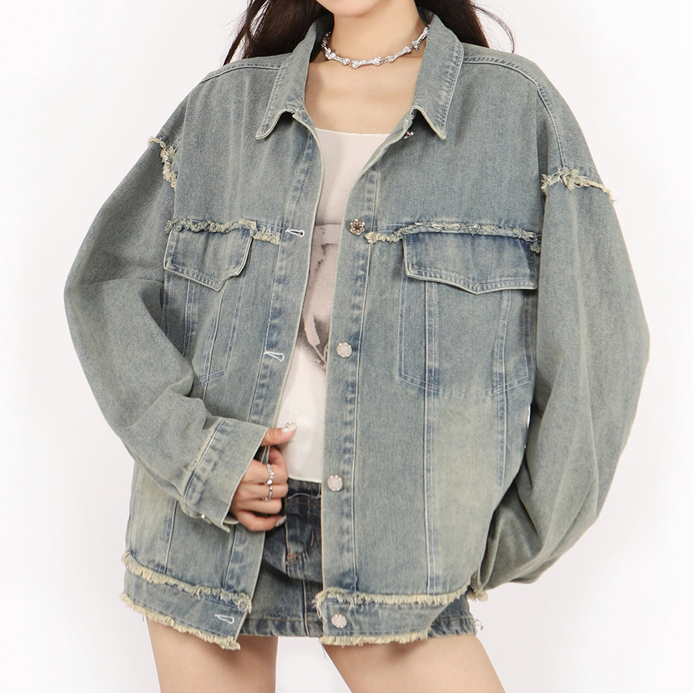 butterfly patch y2k denim jacket boogzel clothing