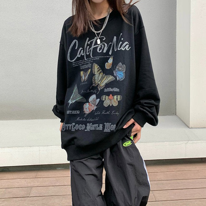 Butterfly Print vintage Sweatshirt - Boogzel Clothing