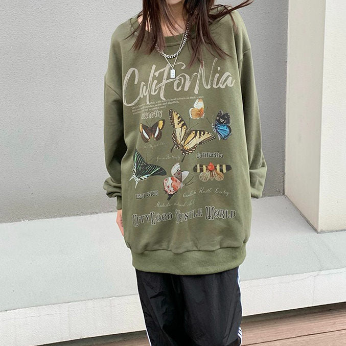 Butterfly Print vintage Sweatshirt - Boogzel Clothing