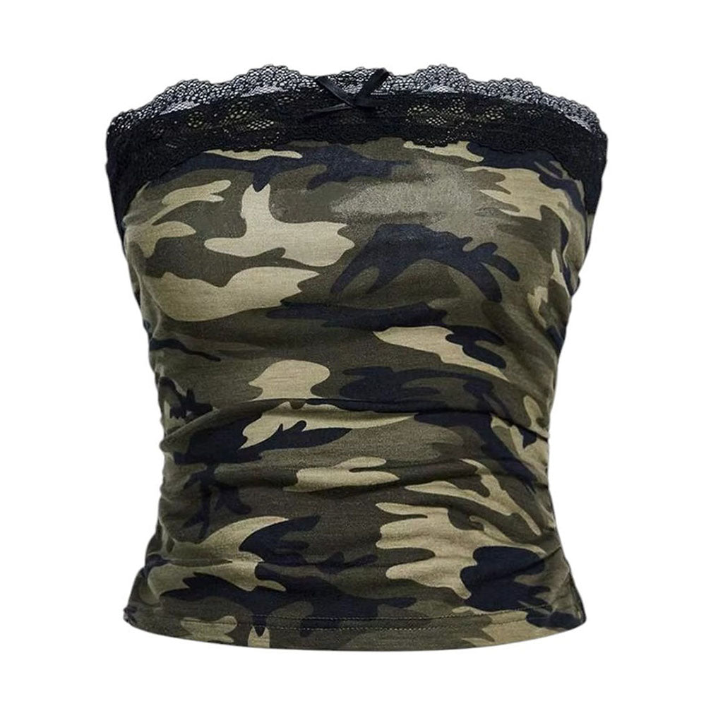 camouflage lace tube top boogzel clothing