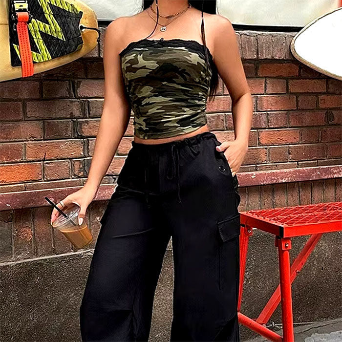 camouflage lace tube top boogzel clothing