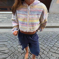candy stripe knit zip-up hoodie boogzel clothing