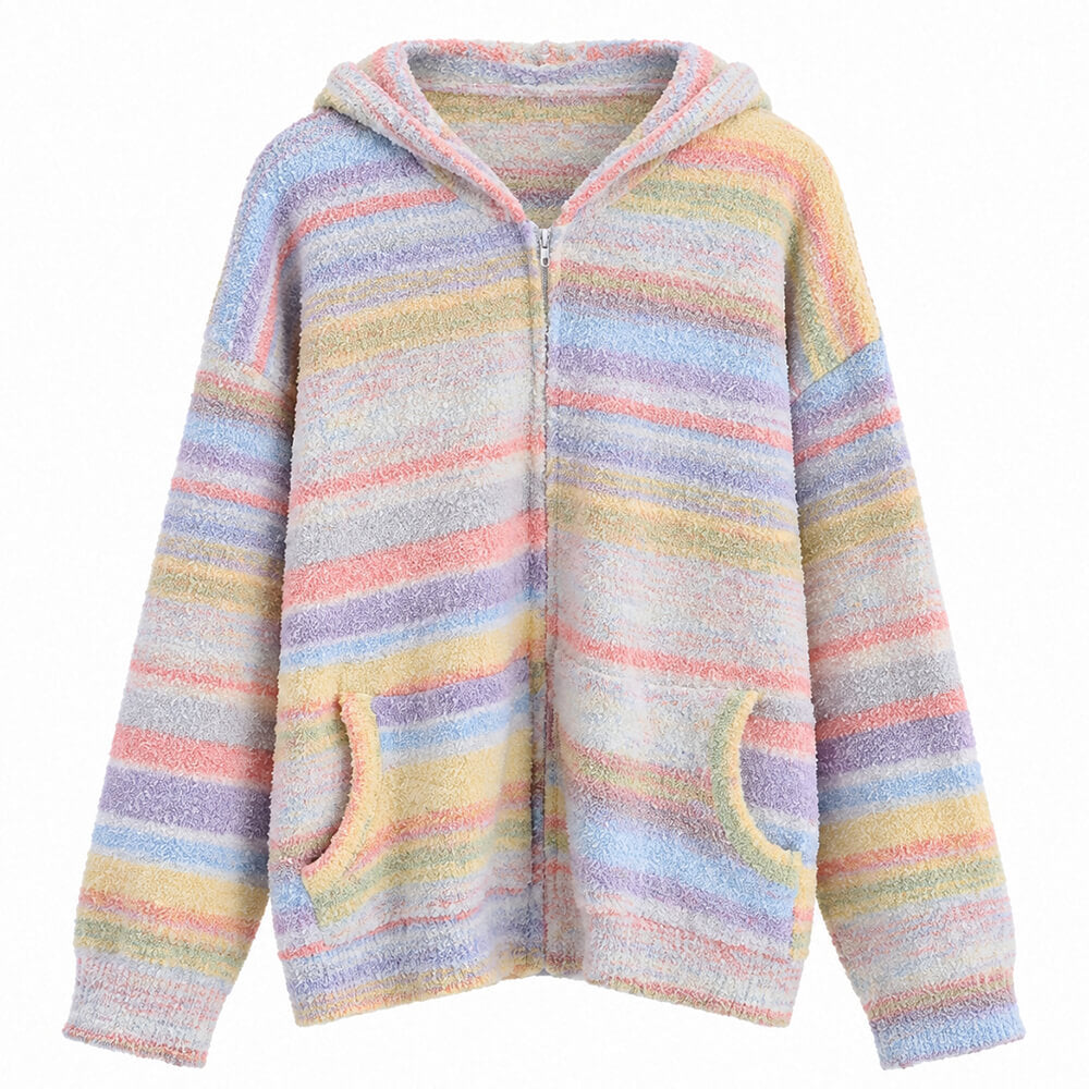 candy stripe knit zip-up hoodie boogzel clothing