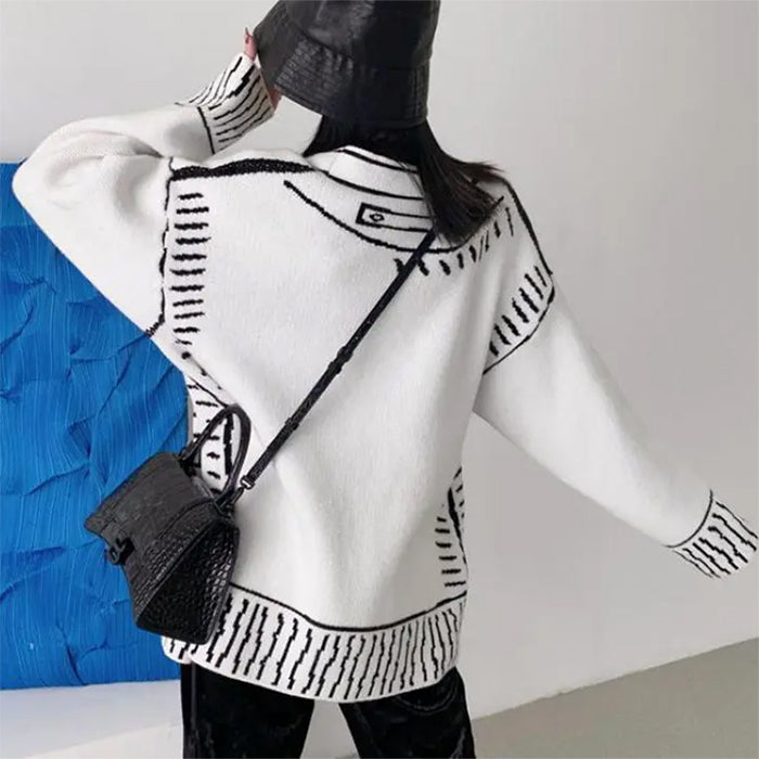 2d cartoon outline knit cardigan boogzel clothing