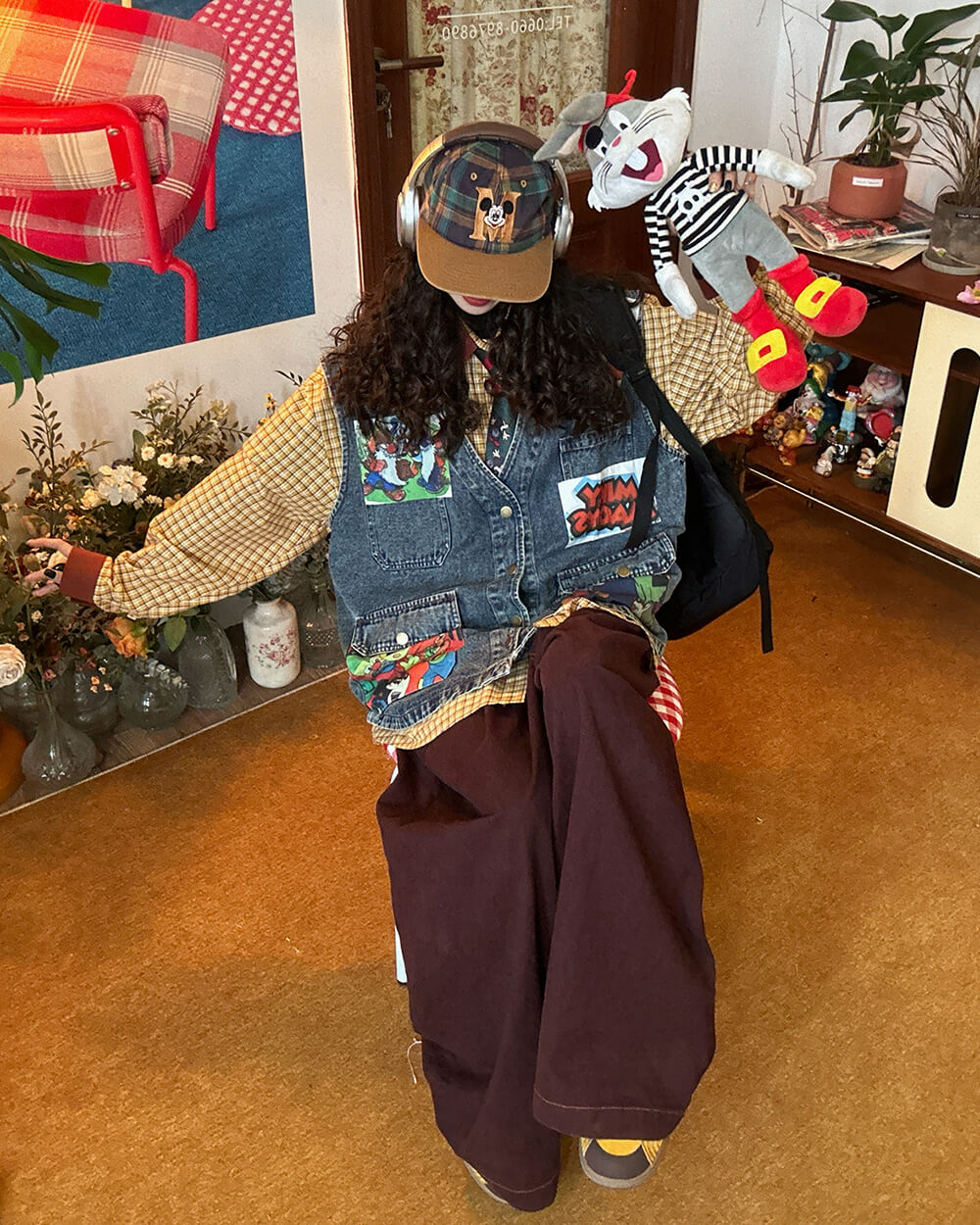 cartoon patches 90s denim vest boogzel clothing
