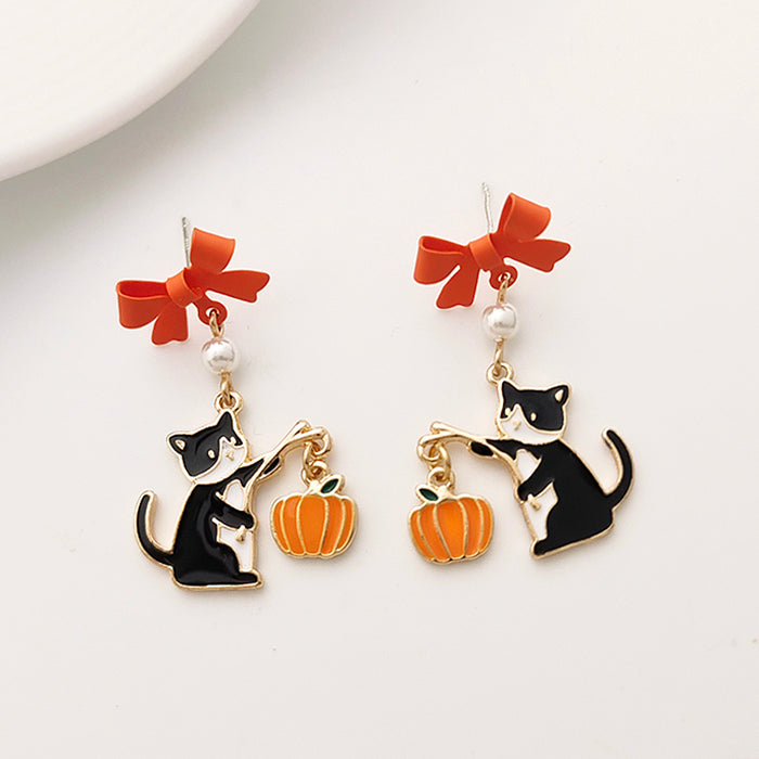 cat and pumpkin earrings boogzel clothing