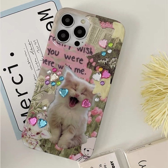 cat rhinestone iphone case boogzel clothing