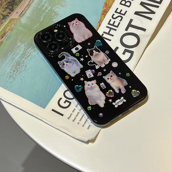 cats rhinestone iphone case boogzel clothing