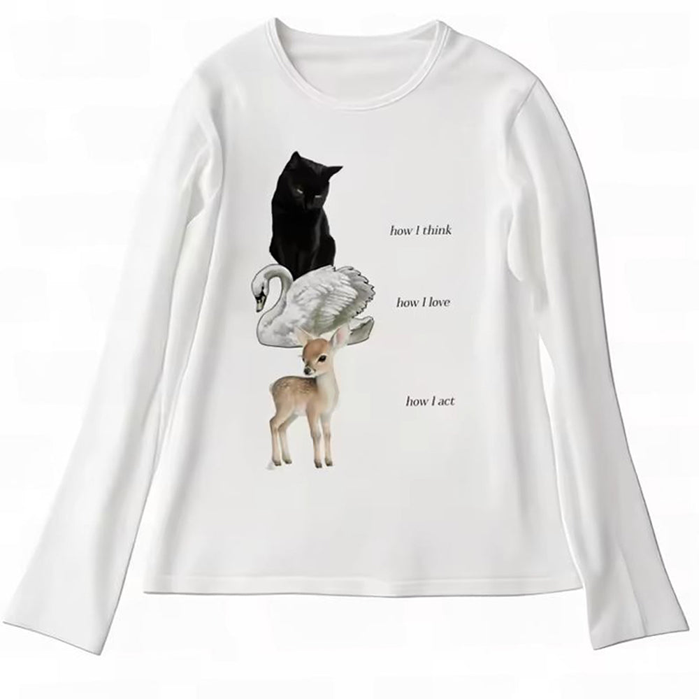 cat swan deer y2k long sleeve top boogzel clothing
