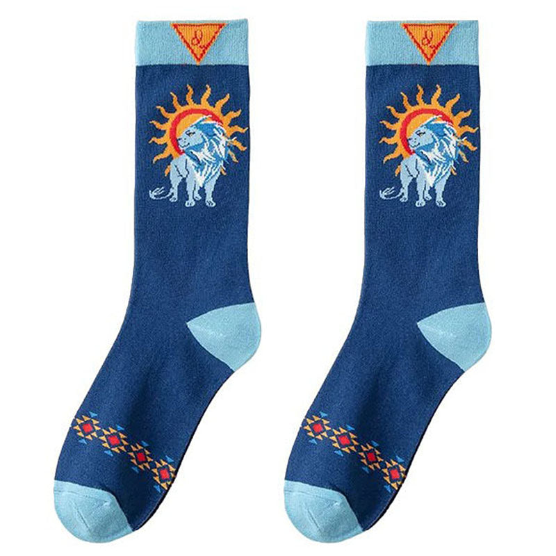 celestial sun and lion prin socks boogzel clothing