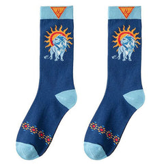 celestial sun and lion prin socks boogzel clothing