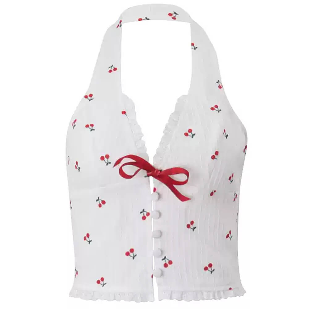cherry halter crop top boogzel clothing