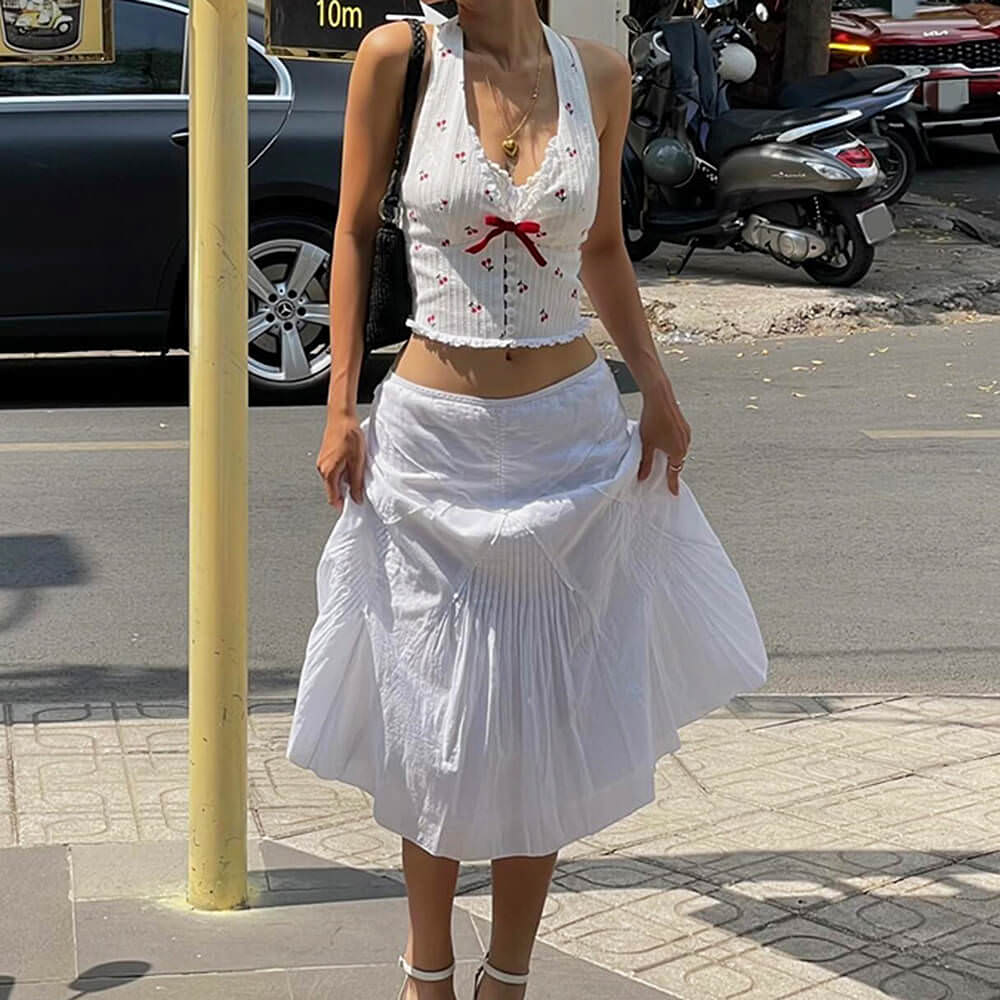cherry halter crop top boogzel clothing
