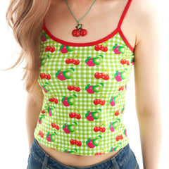 cherry print gingham top boogzel clothing