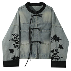 chinese style embroidered denim jacket boogzel clothing