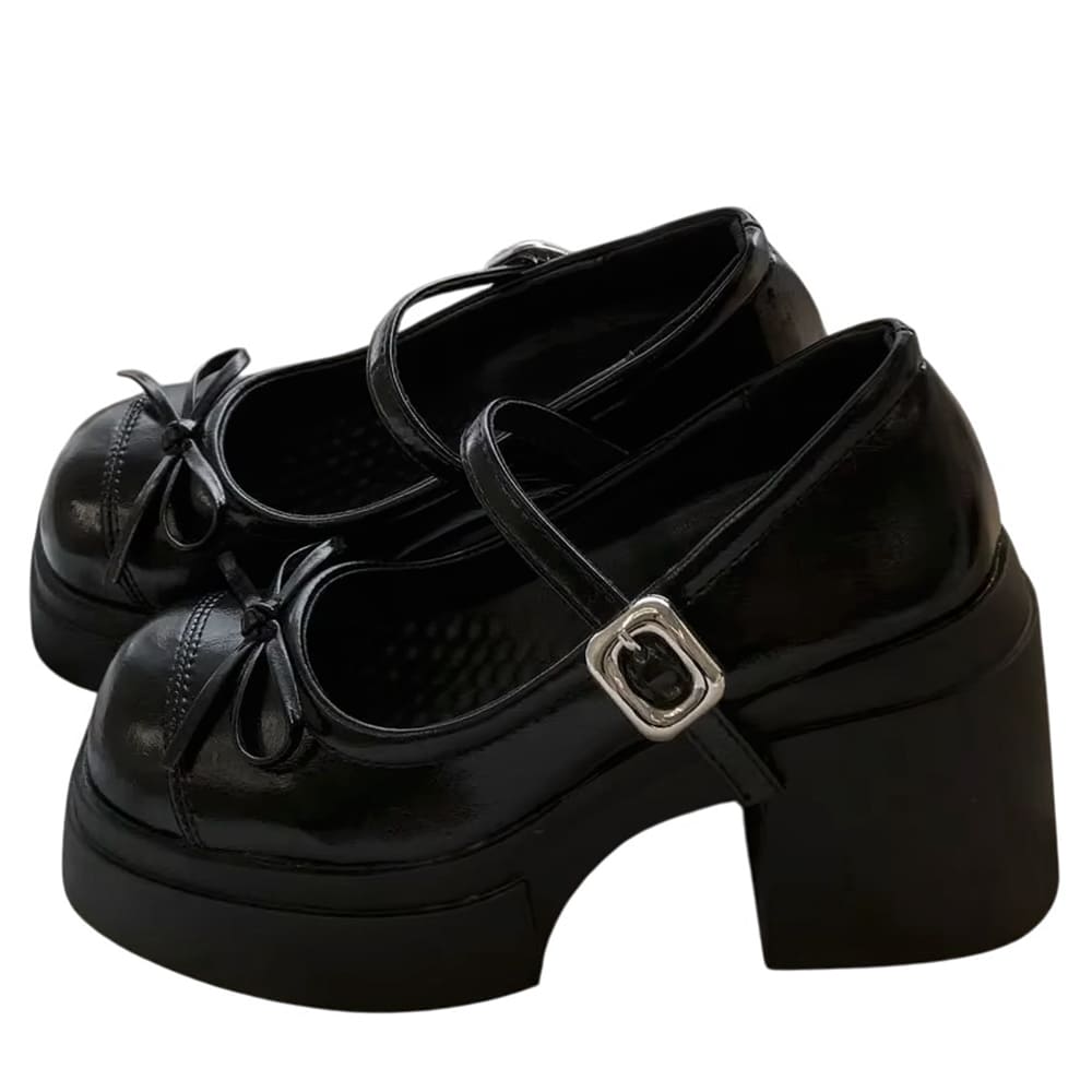 black chunky platform mary jane heels boogzel clothing