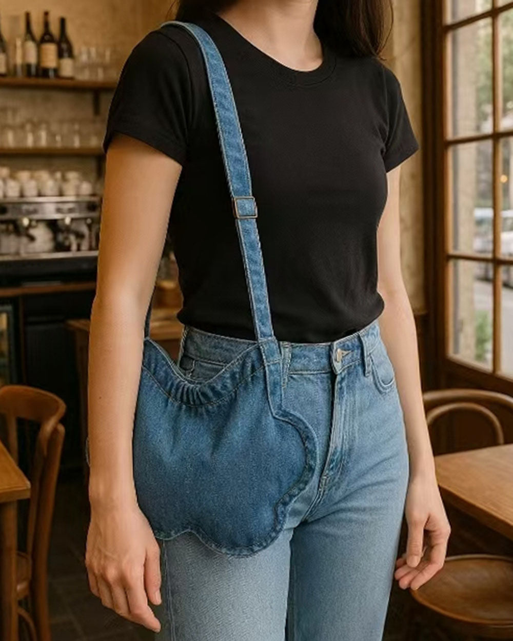 cloud shaped denim shoulder bag boogzel clothing