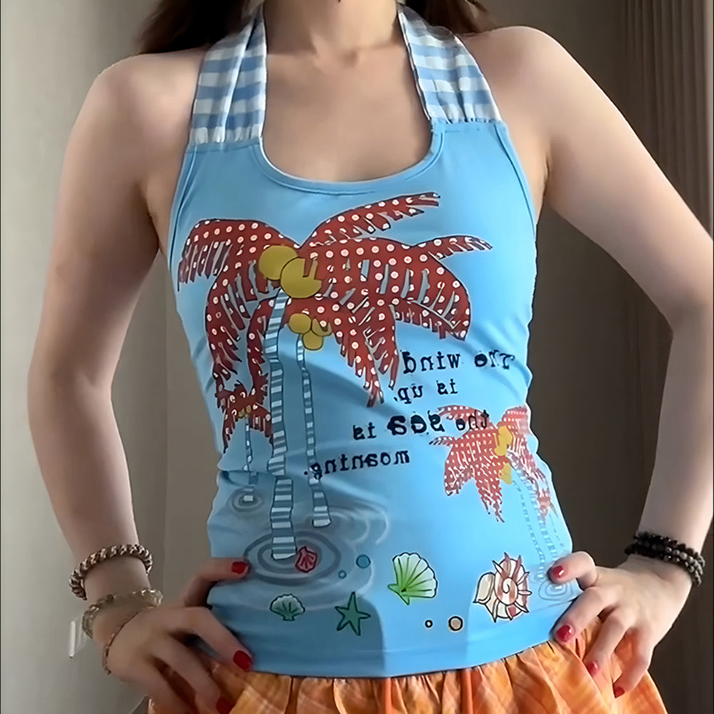 coconut girl blue halter top boogzel clothing